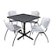 Cain Cain Square Table & Chair Set, Wood, Metal, Plastic Top, Grey TB3636GY47GY - alternate 1